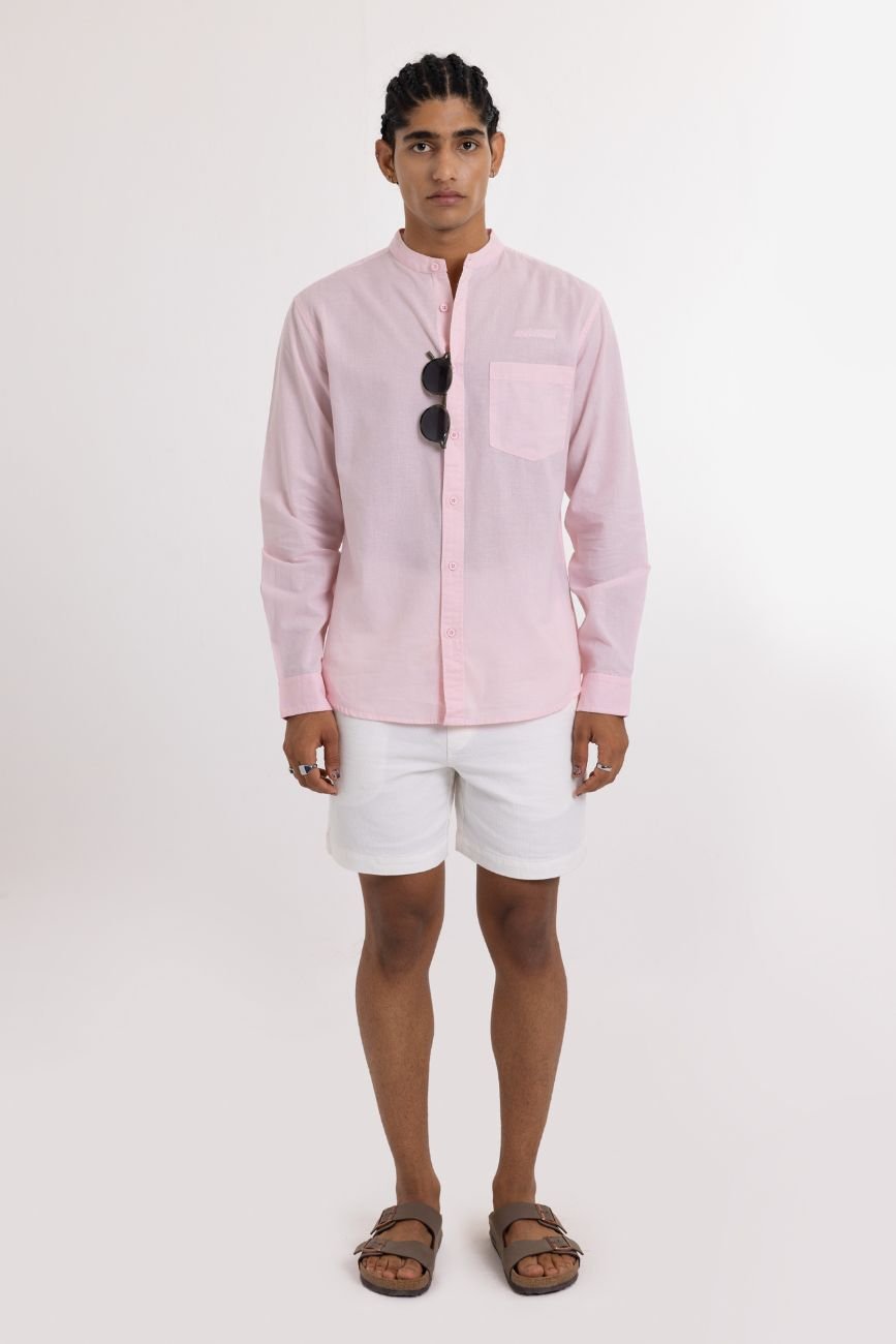 Buy Linen Shirt // Baby Pink Apparel Online – Urban Monkey®