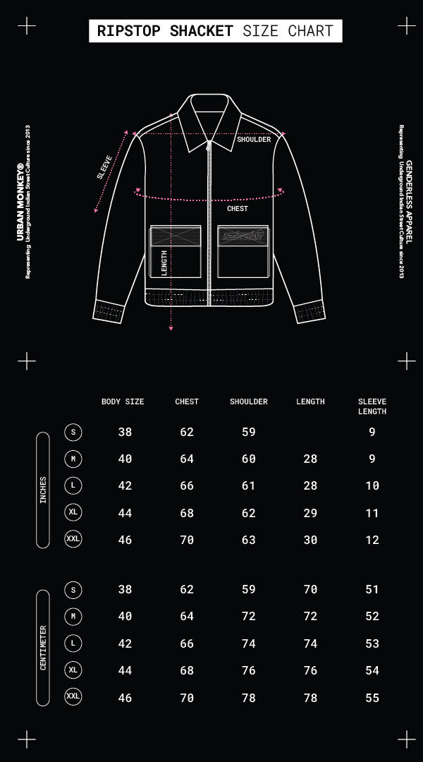 Shacket Sizing Buy Pack of 3 // Ripstop Shacket Apparel Online – Urban Monkey®