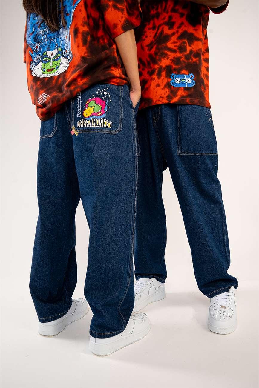 90's Denim Blue Baggy Jeans - Urban Monkey® - UM23D_BLU_XS