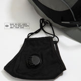 Side top view of olive-grey and black color-block nylon cap with metal side clips for mask holder. Urban Monkey®