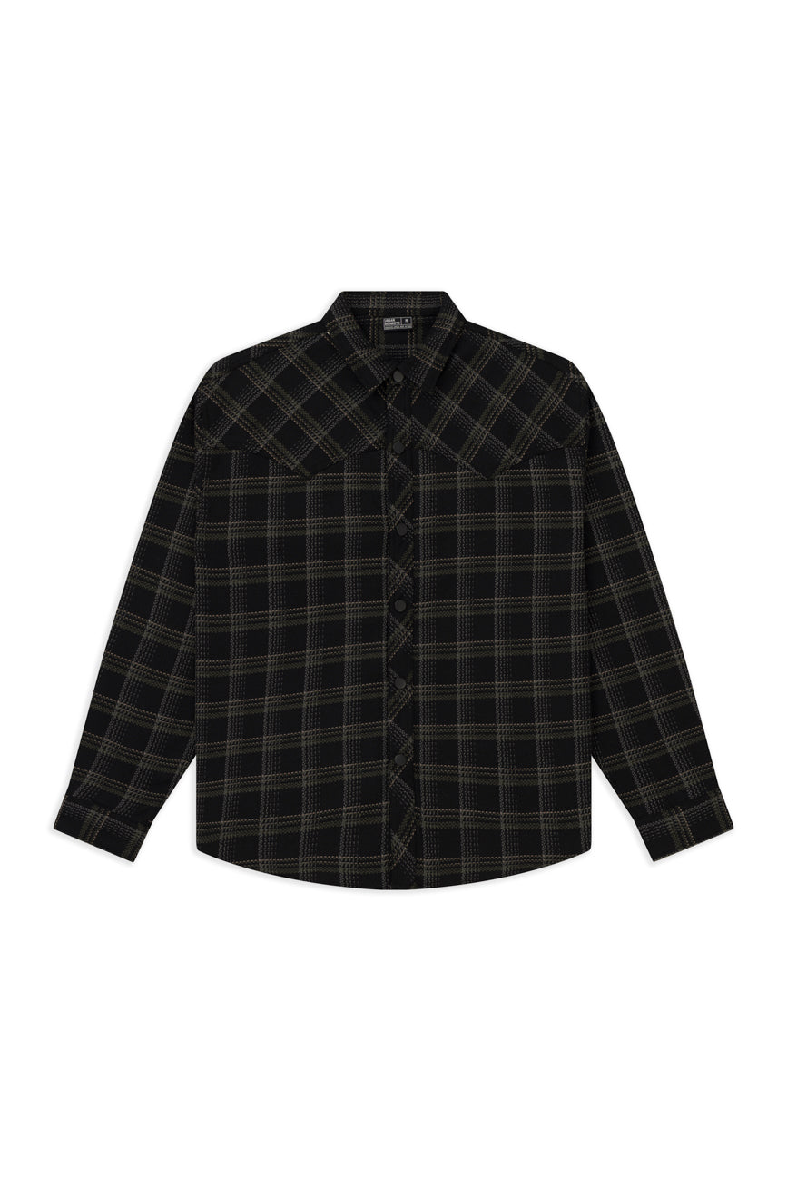 Plaid Long Sleeve Shirt // Black Urban Monkey®