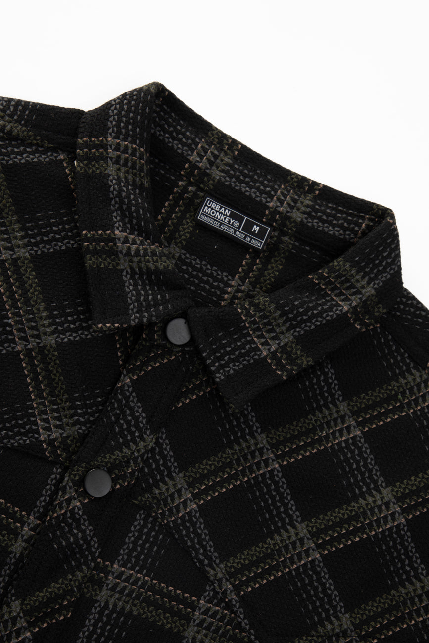 Plaid Long Sleeve Shirt // Black Urban Monkey®