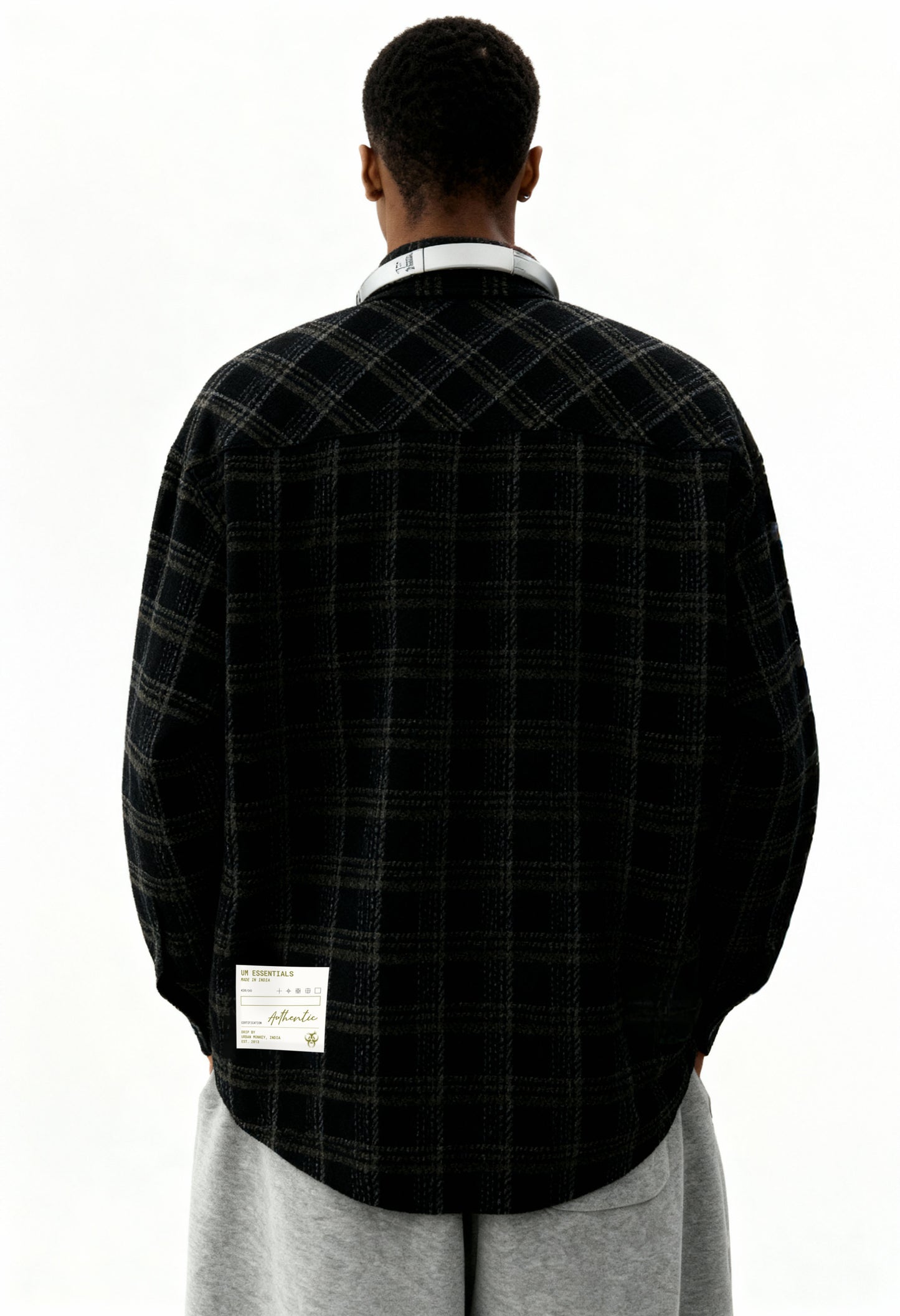 Plaid Long Sleeve Shirt // Black Urban Monkey®