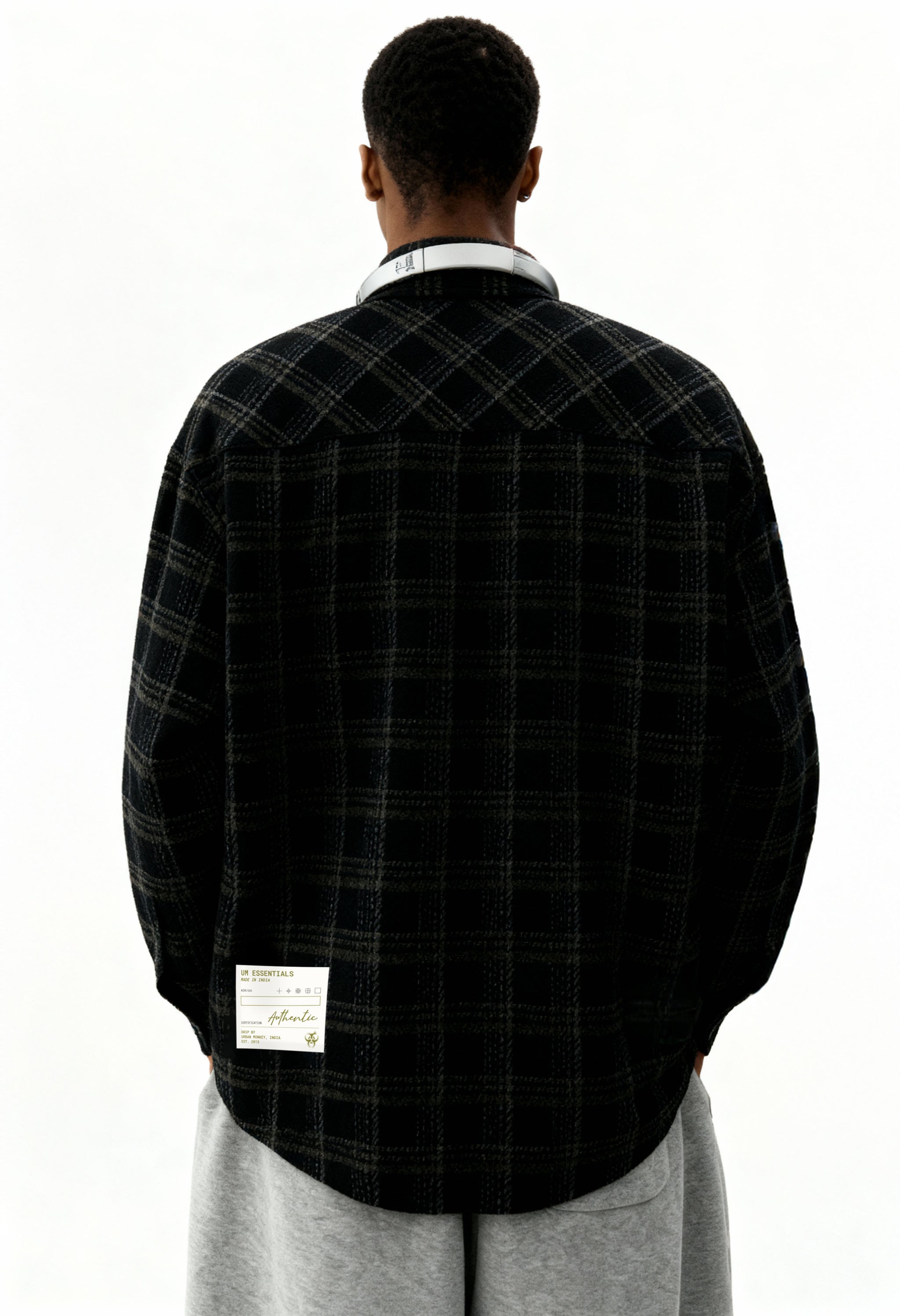Plaid Long Sleeve Shirt // Black Urban Monkey®