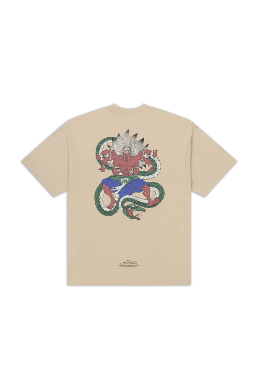 Buy Rakshasa Beige Lava Dyed Oversized Fit T-Shirt Online – Urban Monkey®