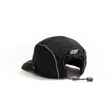 Back view of  black ripstop nylon cap with grey piping and adjustable strap Urban Monkey®