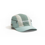 Side View sage green, grey and mint color-block nylon cap with Zip pocket Urban Monkey®