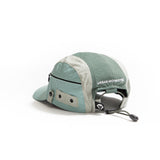 Back View sage green, grey and mint color-block nylon cap with adjustable strip and metal side clips Urban Monkey®