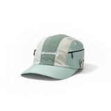 Side View sage green, grey and mint color-block nylon cap with Zip pocket Urban Monkey®