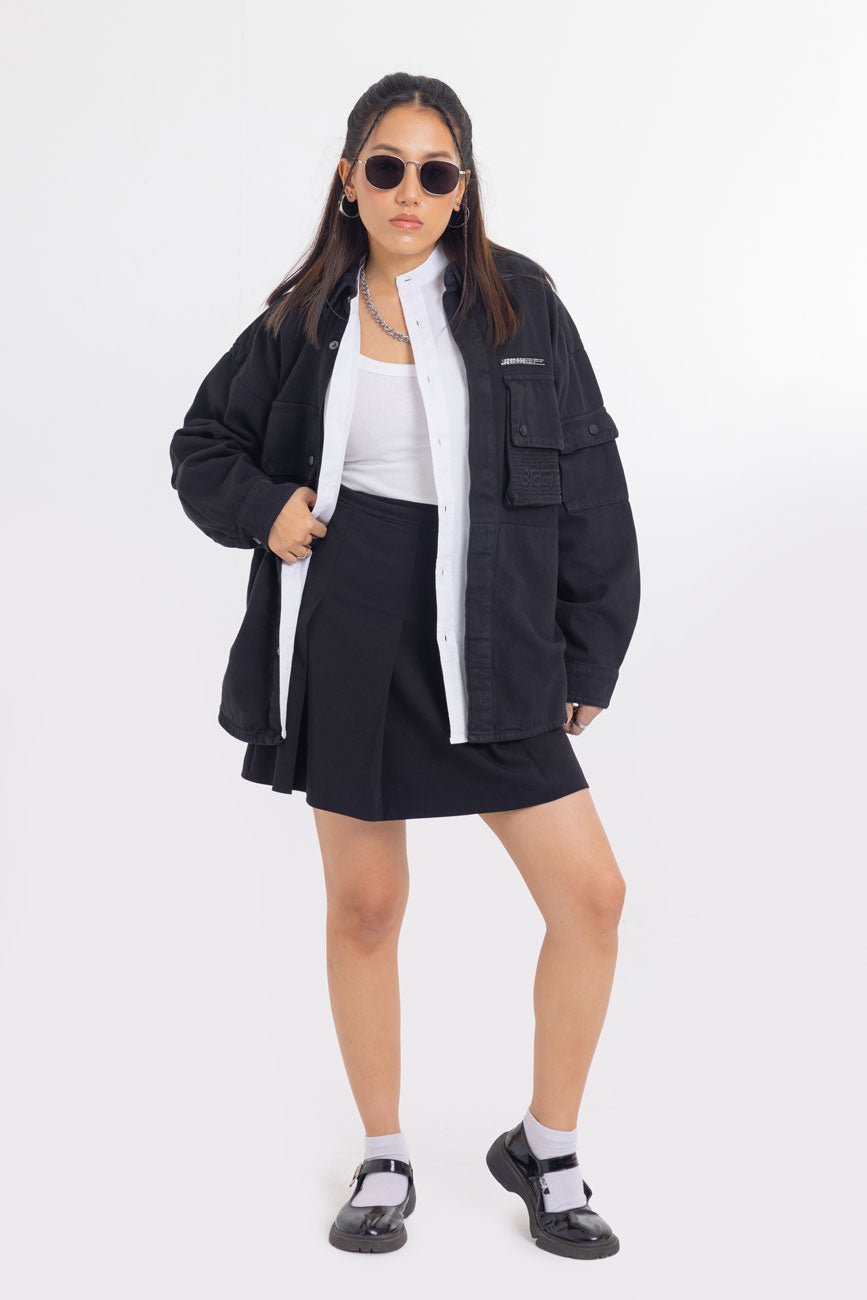 Cotton Twill Shacket // Black - Urban Monkey® - UM23A_SH_003A_XS
