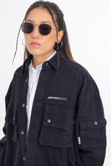Cotton Twill Shacket // Black - Urban Monkey® - UM23A_SH_003A_XS
