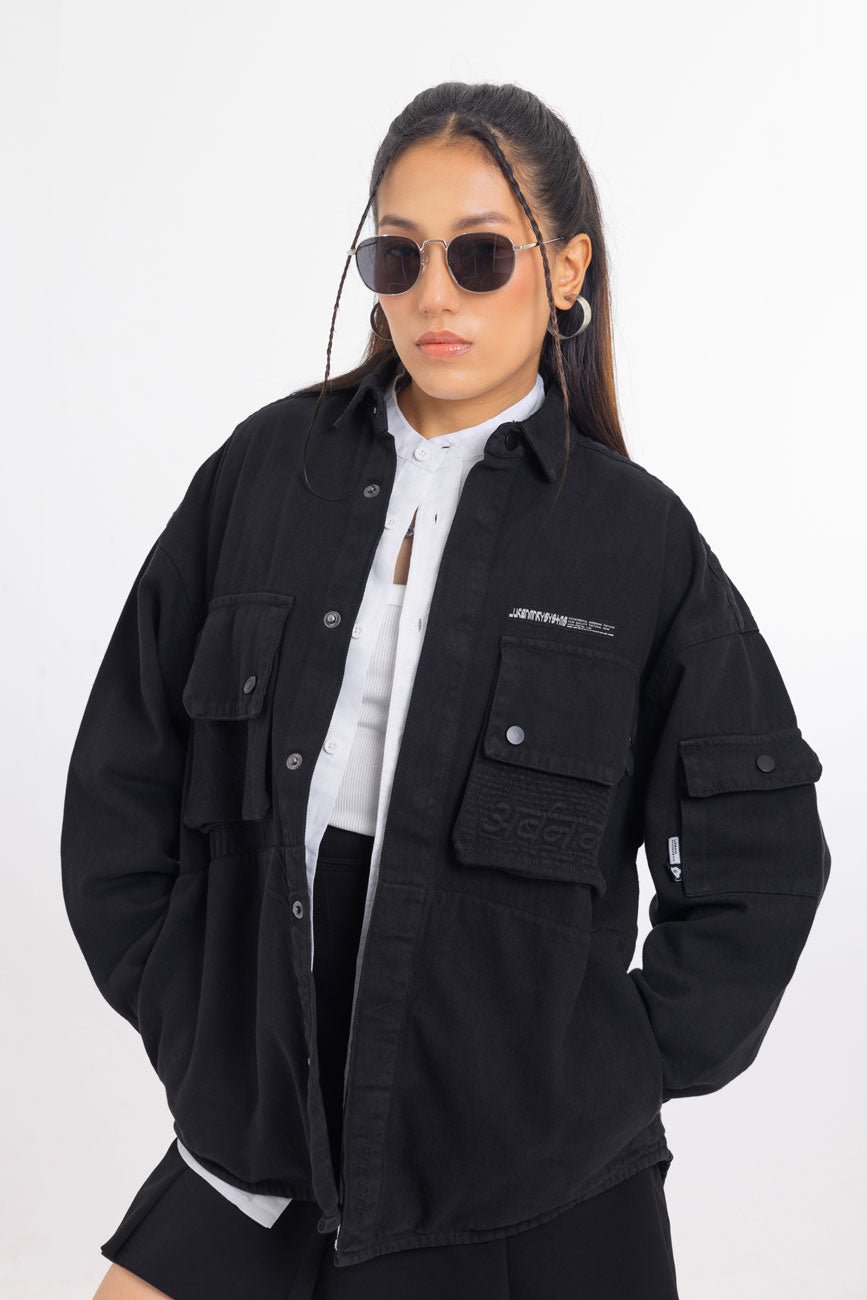 Cotton Twill Shacket // Black - Urban Monkey® - UM23A_SH_003A_XS
