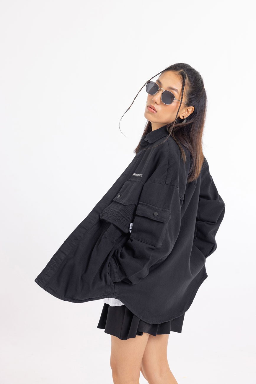 Cotton Twill Shacket // Black - Urban Monkey® - UM23A_SH_003A_XS