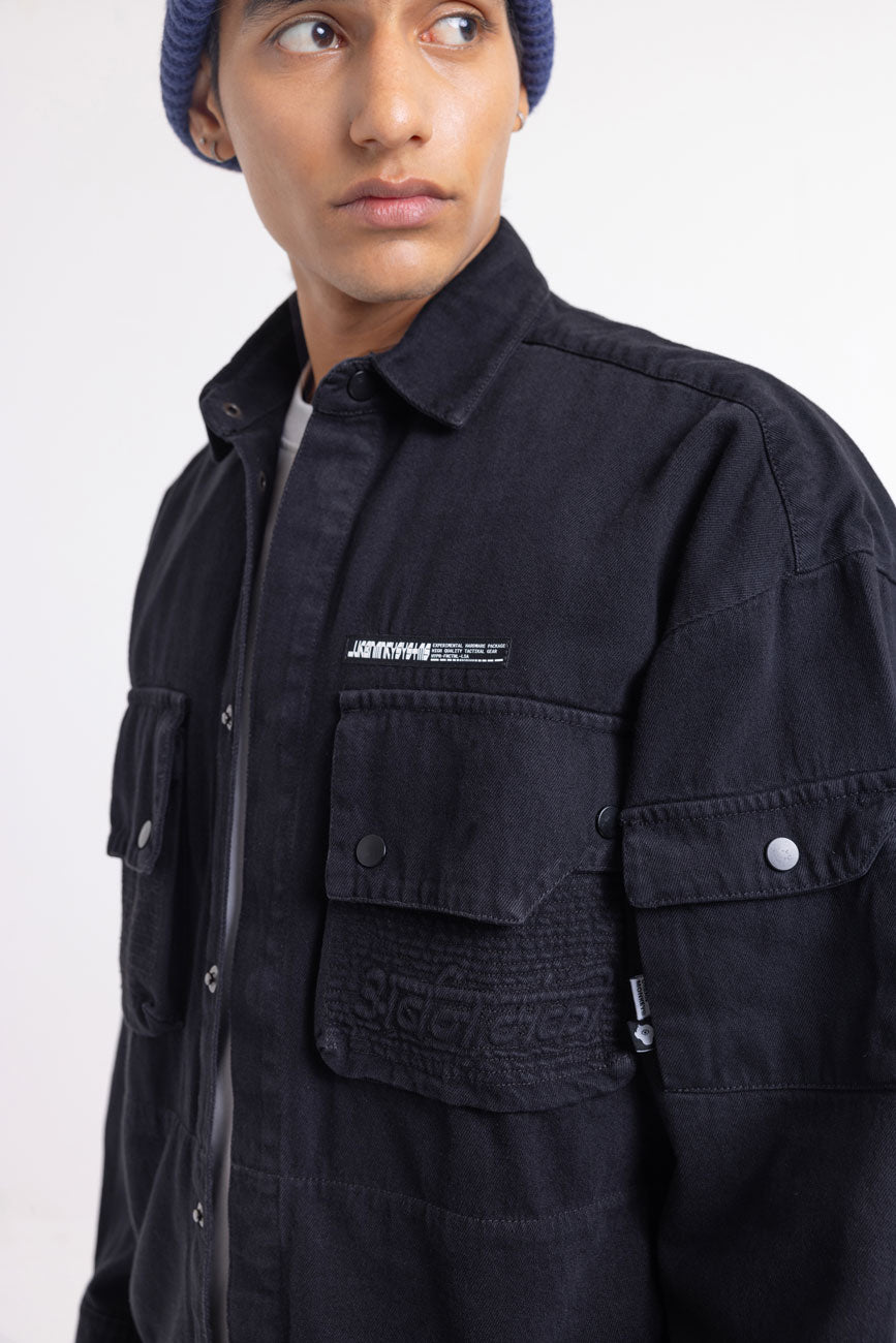 Cotton Twill Shacket // Black - Urban Monkey® - UM23A_SH_003A_XS