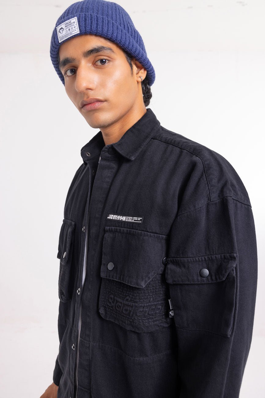 Cotton Twill Shacket // Black - Urban Monkey® - UM23A_SH_003A_XS