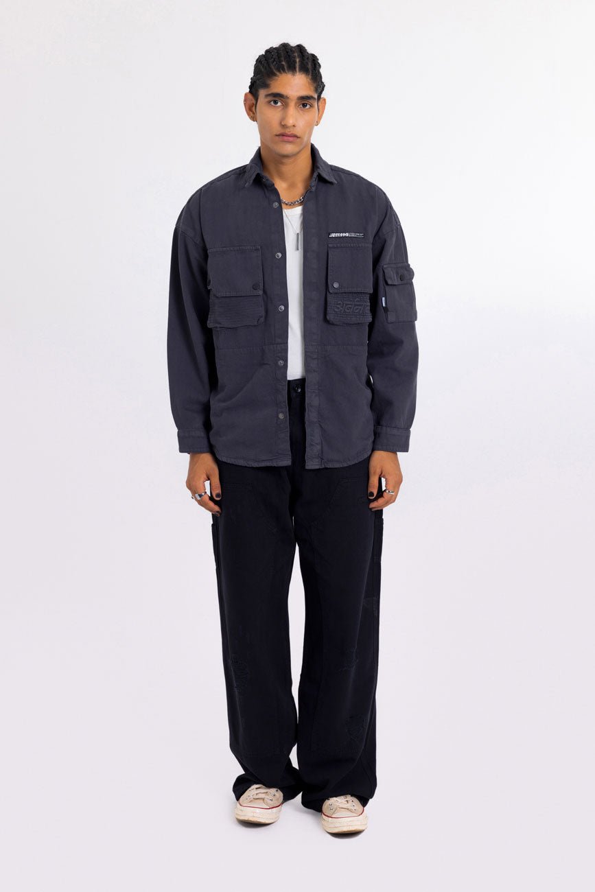 Cotton Twill Shacket // Graphite - Urban Monkey® - UM23A_SH_003B_XS