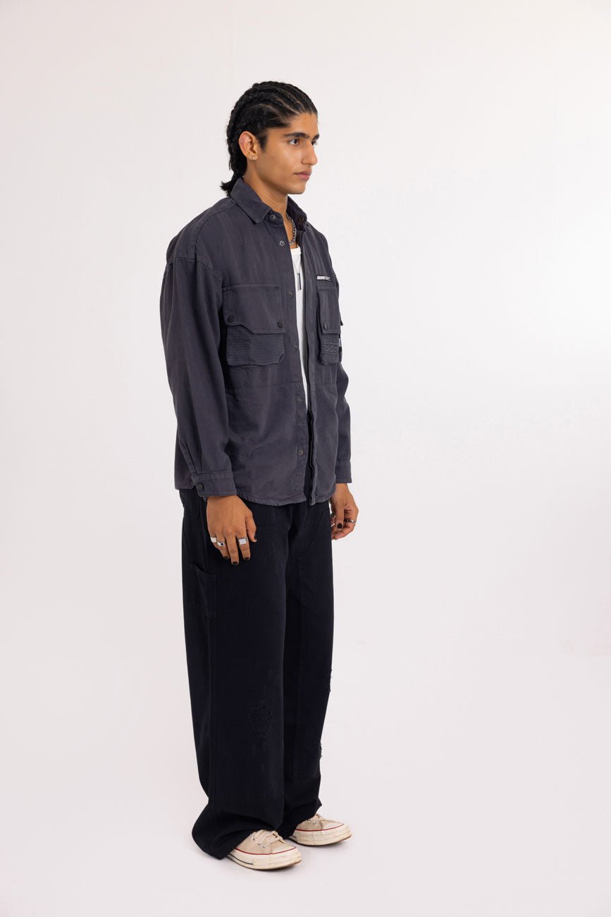 Cotton Twill Shacket // Graphite - Urban Monkey® - UM23A_SH_003B_XS