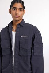 Cotton Twill Shacket // Graphite - Urban Monkey® - UM23A_SH_003B_XS