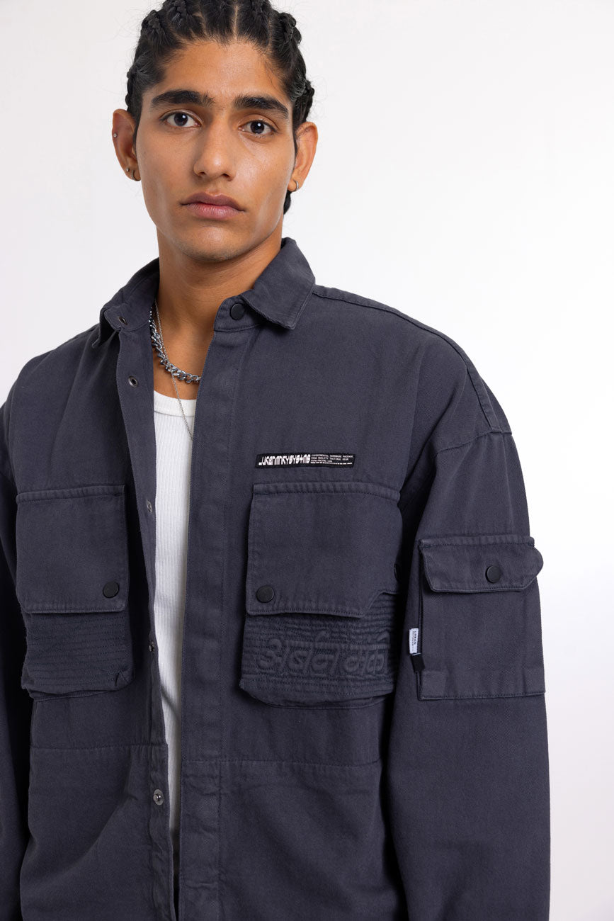 Cotton Twill Shacket // Graphite - Urban Monkey® - UM23A_SH_003B_XS