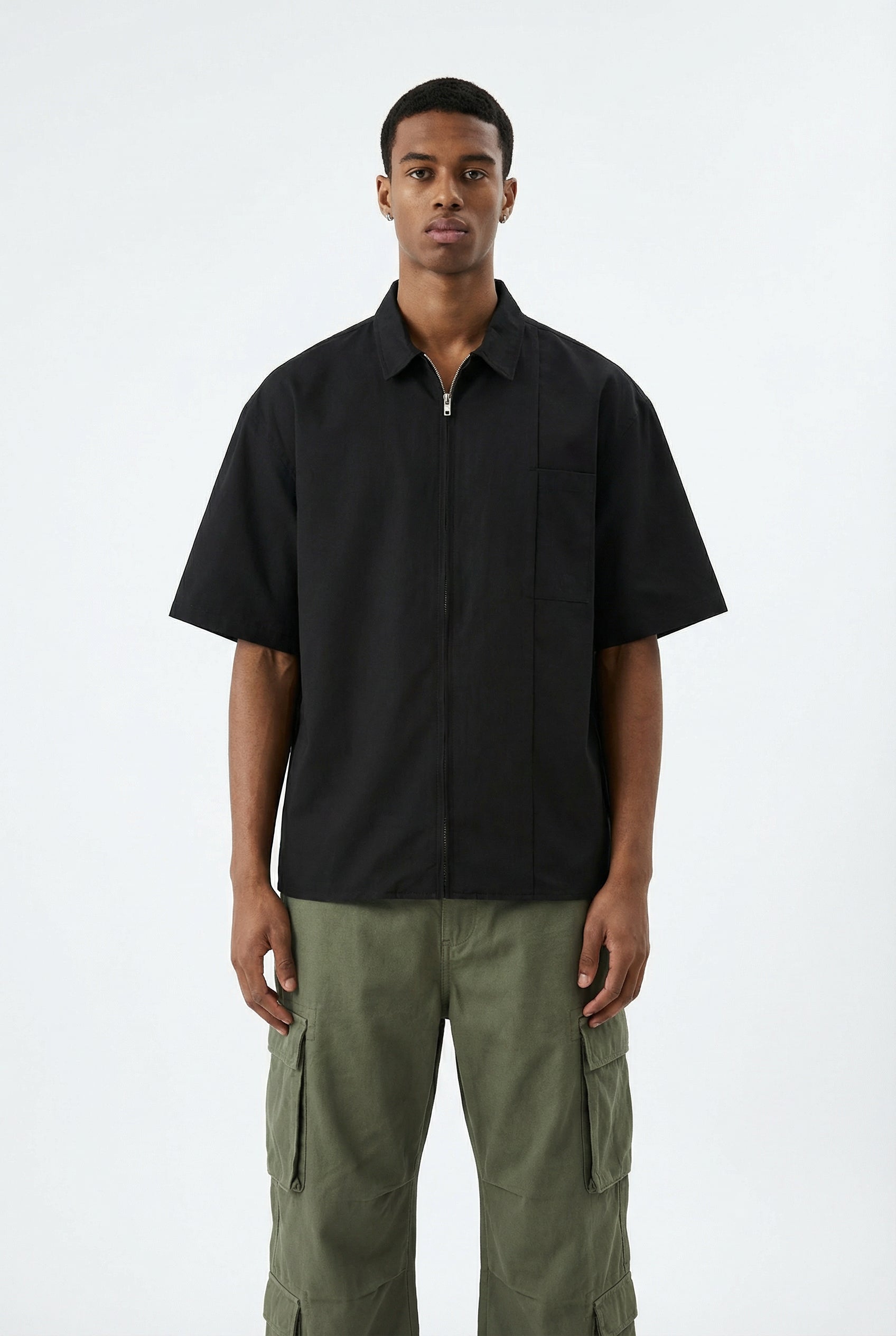 Zip Up Shirt // Black