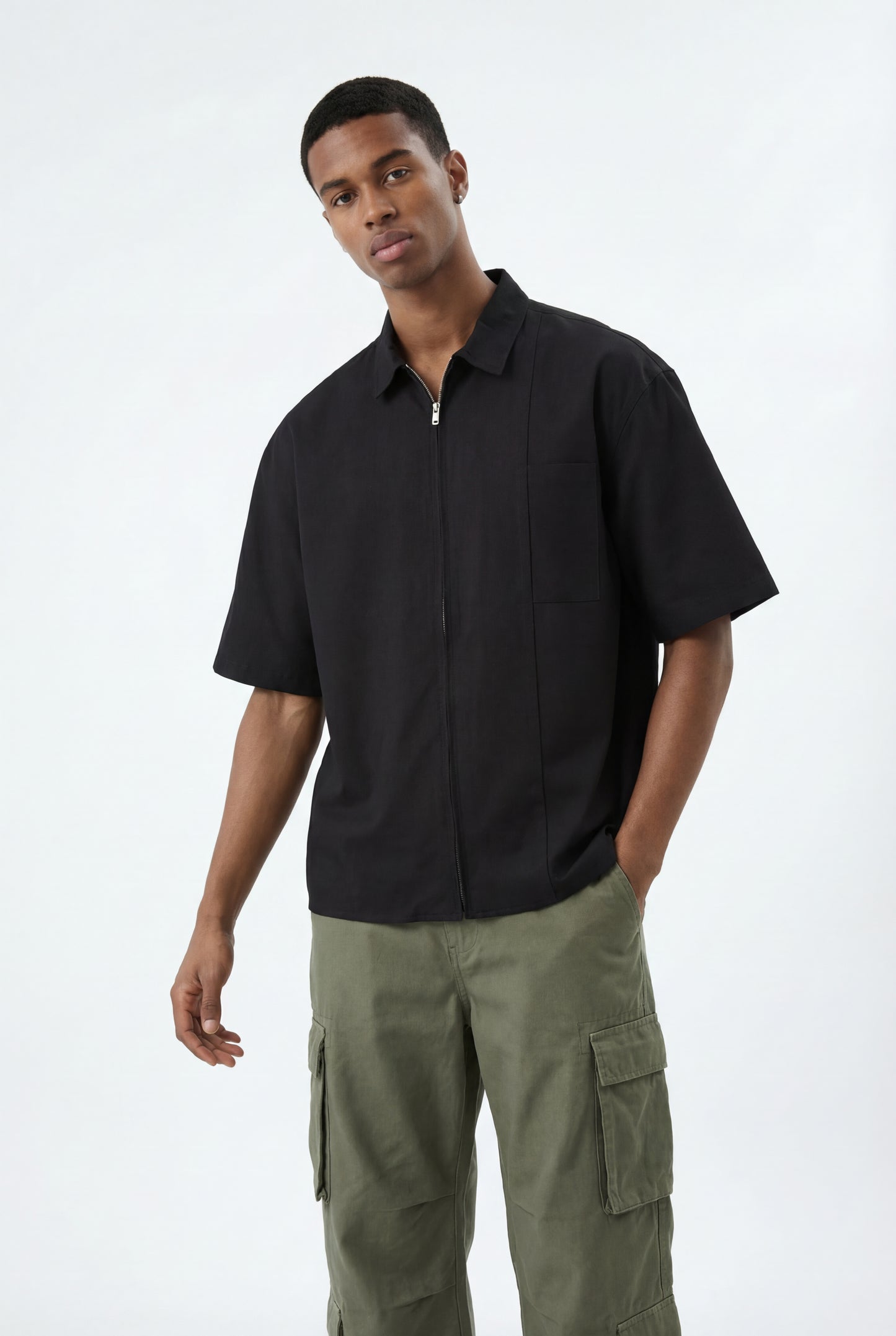 Zip Up Shirt // Black