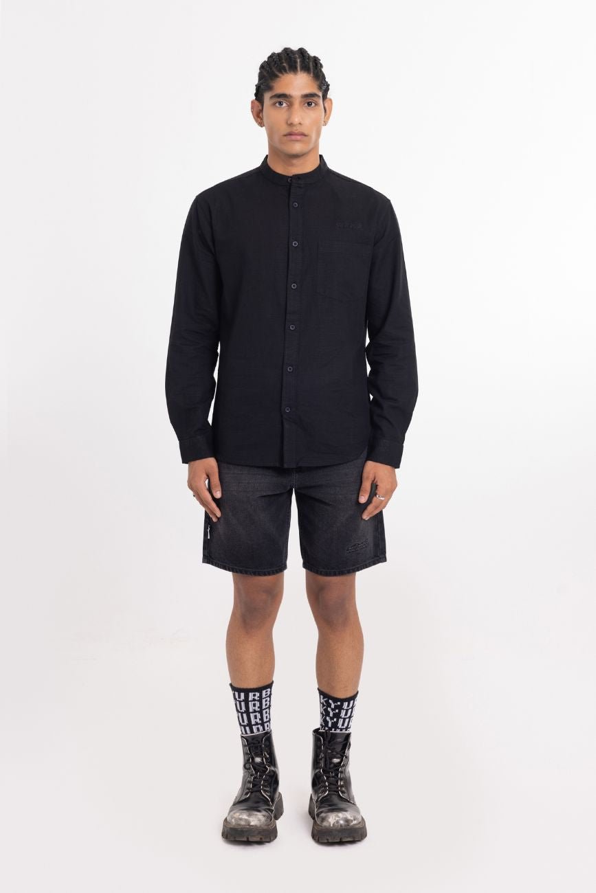 Linen Shirt // Black - Urban Monkey® - UM24A_SH_B002_S