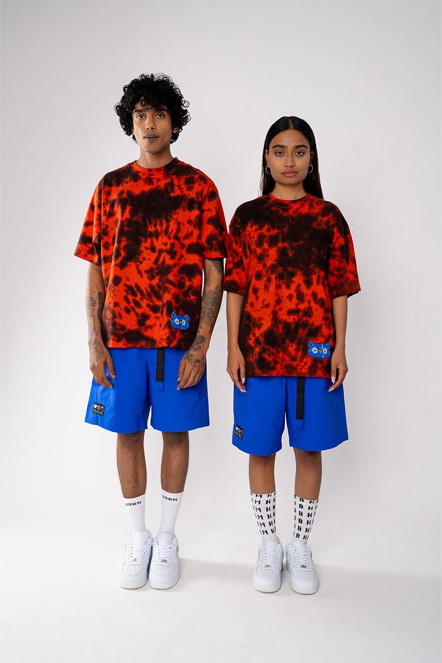 Buy Cyborg Red and Black Tie Dye Oversized Boxy Fit Tshirt Online