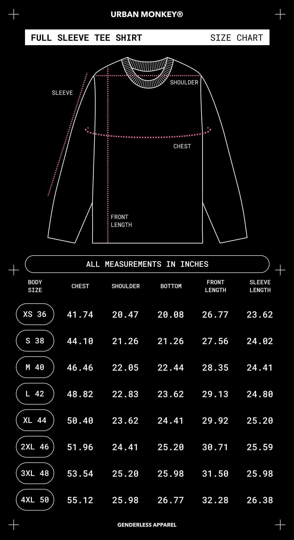 Size Chart Mobile Image
