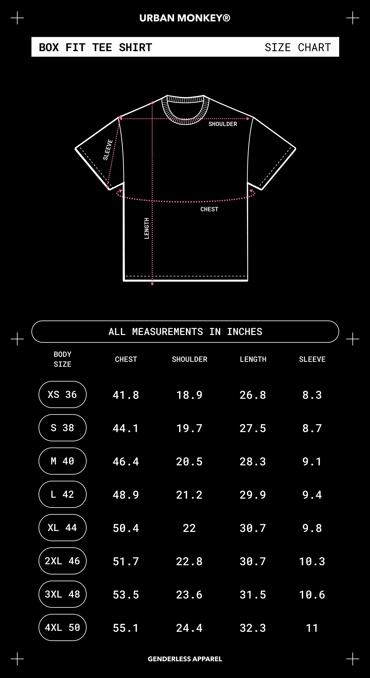 Size Chart Mobile Image