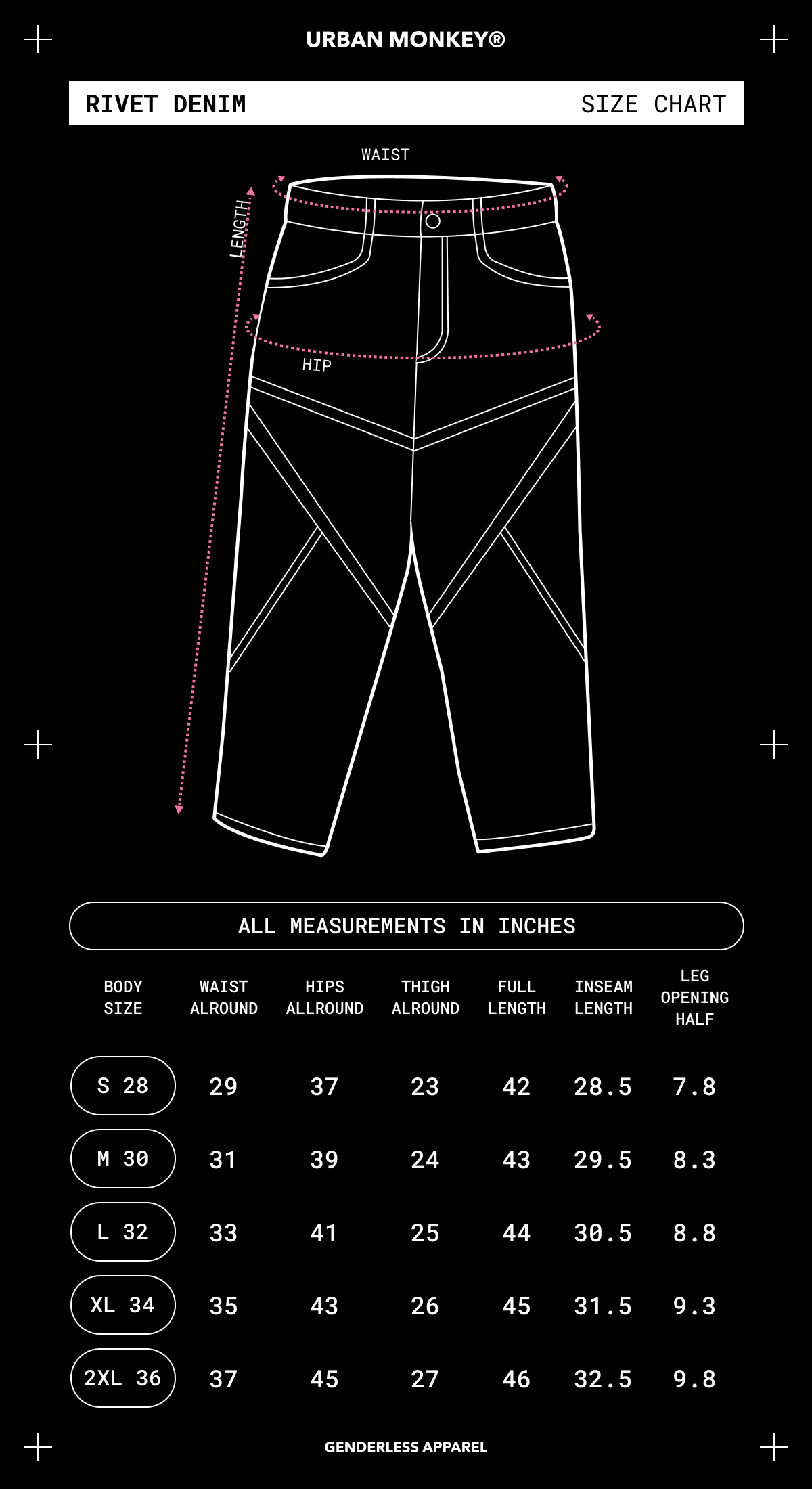 Size Chart Mobile Image