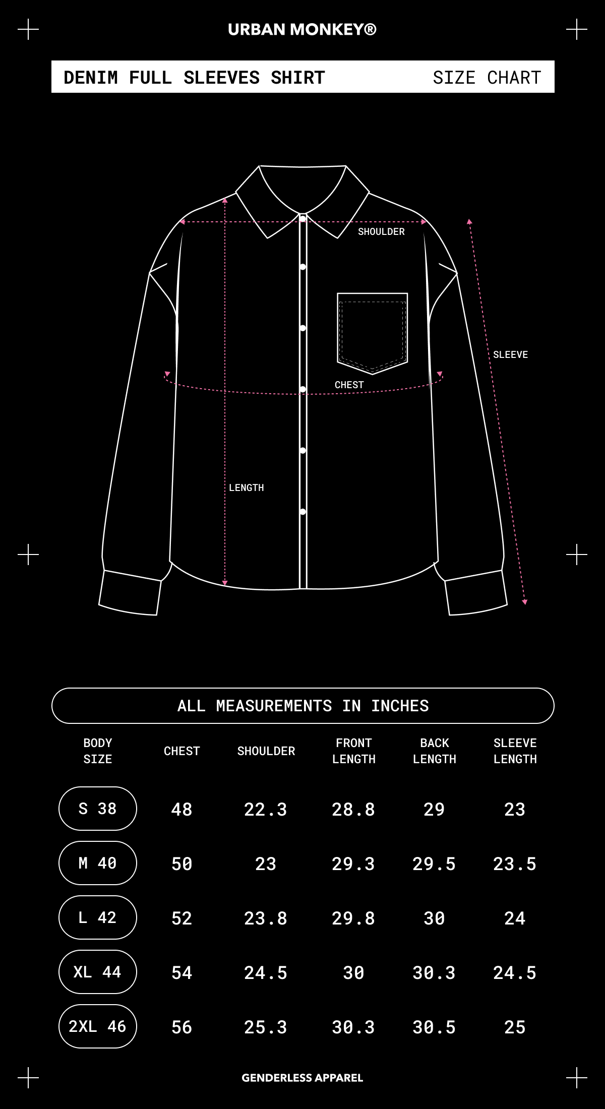 Size Chart Mobile Image