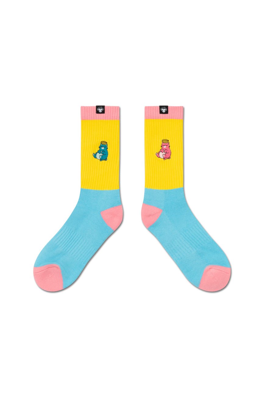 2 Pairs // Lazy + Cats socks - Urban Monkey® - UMSK003LZ_BLPK_S