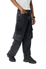 Machine Denim Cargo Pants_Royal Enfield x Urban Monkey - Urban Monkey® - UM24A_RE_DE1_XS