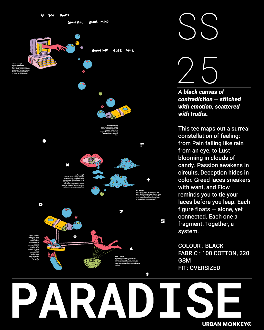 Paradise // Black - Urban Monkey® - 25TSBF6_BK_XS