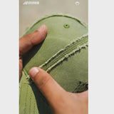 Washed Denim Baseball Cap // Olive