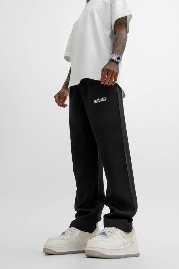 Relaxed Straight-Cut Track Pants // Black