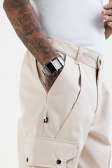 Ripstop Wide Leg Cargo Pants // Beige - Urban Monkey® - CRG001_BEI_S