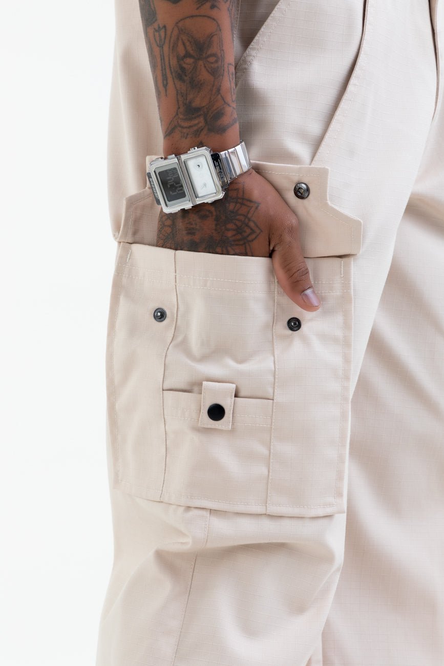 Ripstop Wide Leg Cargo Pants // Beige - Urban Monkey® - CRG001_BEI_S
