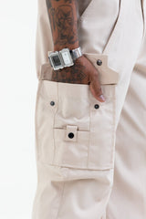 Ripstop Wide Leg Cargo Pants // Beige - Urban Monkey® - CRG001_BEI_S