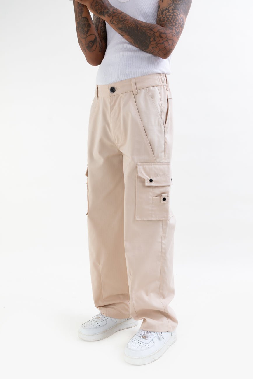Ripstop Wide Leg Cargo Pants // Beige - Urban Monkey® - CRG001_BEI_S