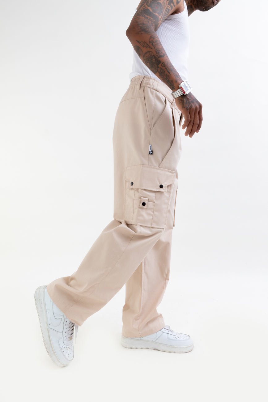 Ripstop Wide Leg Cargo Pants // Beige - Urban Monkey® - CRG001_BEI_S