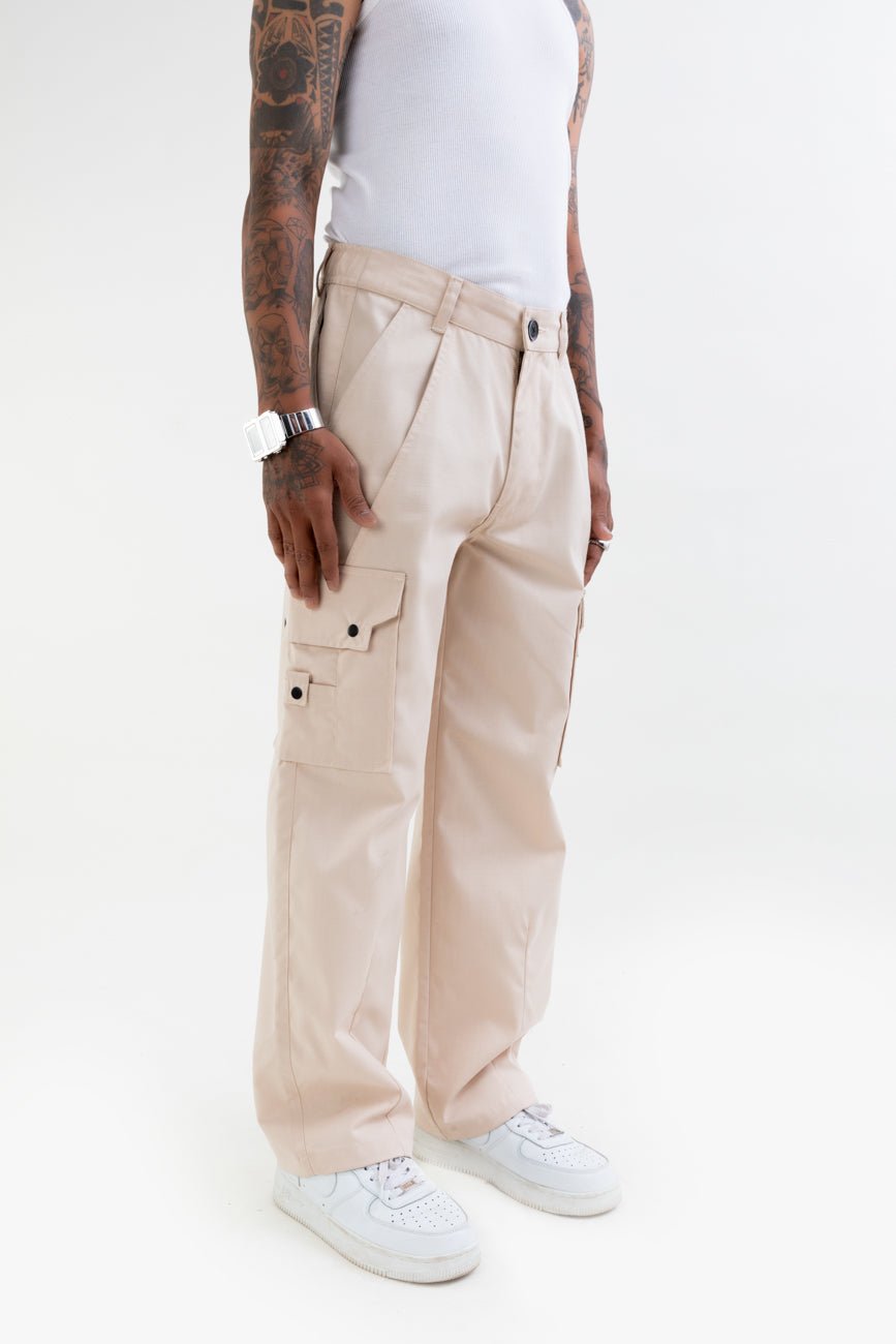 Ripstop Wide Leg Cargo Pants // Beige - Urban Monkey® - CRG001_BEI_S