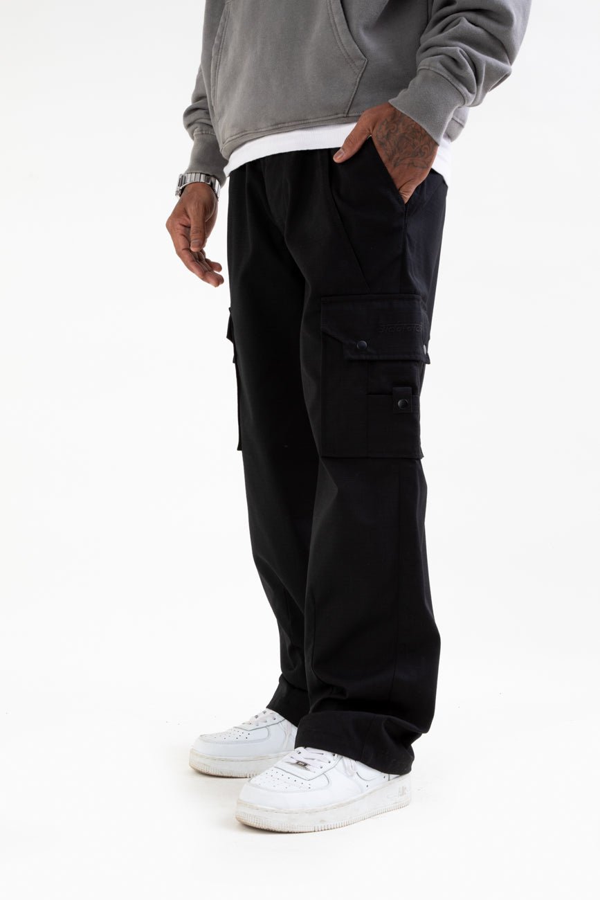 Ripstop Wide Leg Cargo Pants // Black - Urban Monkey® - CRG001_BLK_S