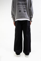 Ripstop Wide Leg Cargo Pants // Black - Urban Monkey® - CRG001_BLK_S