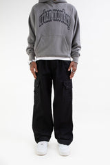 Ripstop Wide Leg Cargo Pants // Black - Urban Monkey® - CRG001_BLK_S
