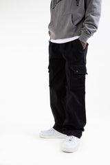 Ripstop Wide Leg Cargo Pants // Black - Urban Monkey® - CRG001_BLK_S