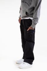 Ripstop Wide Leg Cargo Pants // Black - Urban Monkey® - CRG001_BLK_S