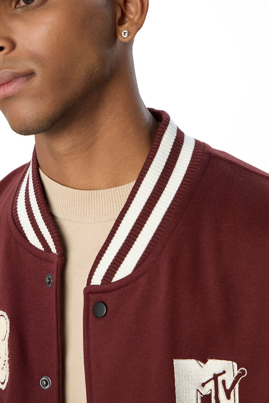 Burgundy Old School Baseball Jacket Royalty Varsity Jacket_MTV X