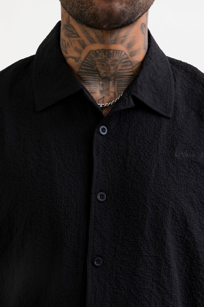 Seersucker Resort Shirt // Black - Urban Monkey® - UM24A_SH_007_S
