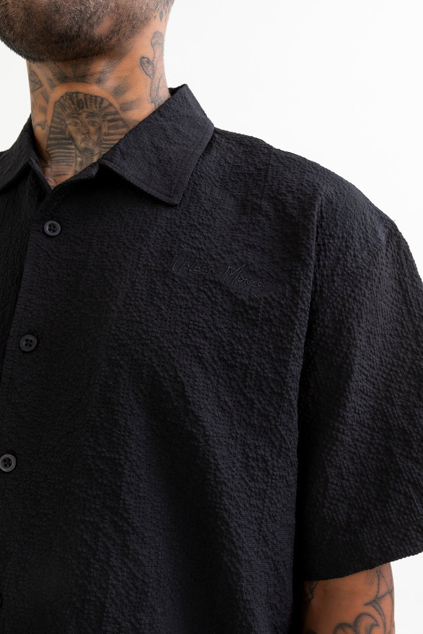 Seersucker Resort Shirt // Black - Urban Monkey® - UM24A_SH_007_S